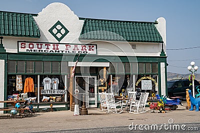 Exterior of the South Park Mercantile Co store, selling gifts, food and other merchandise Editorial Stock Photo