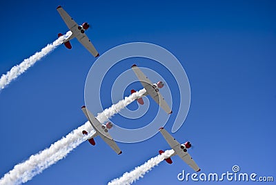 Harvard Aerobatic Team, Smoke On, Flyover Stock Photo