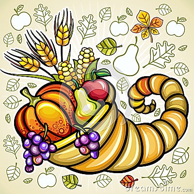 Harvest cornucopia Vector Illustration