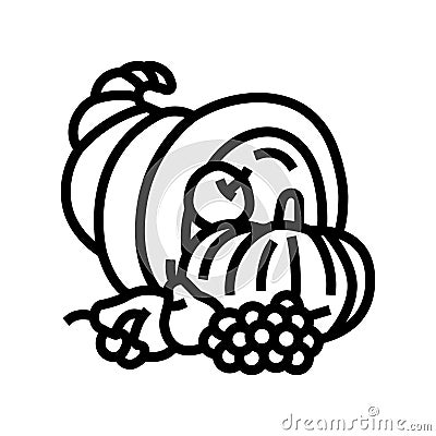 harvest cornucopia autumn season line icon vector illustration Cartoon Illustration