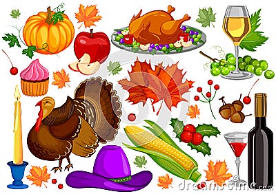 Harvest festival Happy Thanksgiving Day holiday celebration Vector Illustration