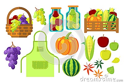 Harvest flat vector set. Vector Illustration