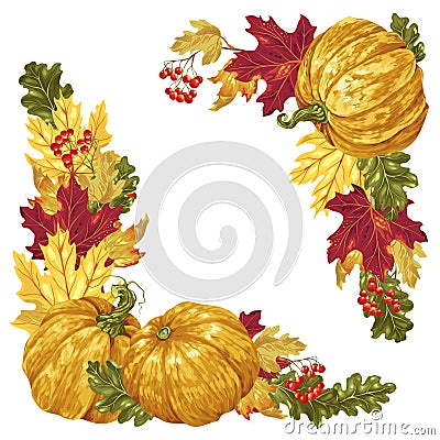 Harvest season and thanksgiving square frame elements in vector Stock Photo