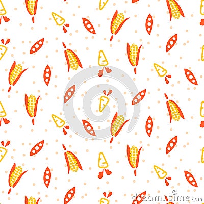 Harvest vegetables seamless vector pattern. Vector Illustration