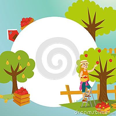 Harvesting flat poster Vector Illustration