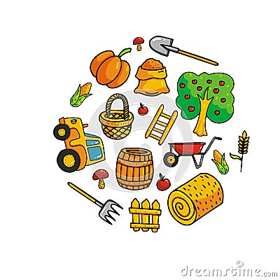 Harvesting icons set Vector Illustration