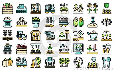 Harvesting icons set vector color flat Vector Illustration