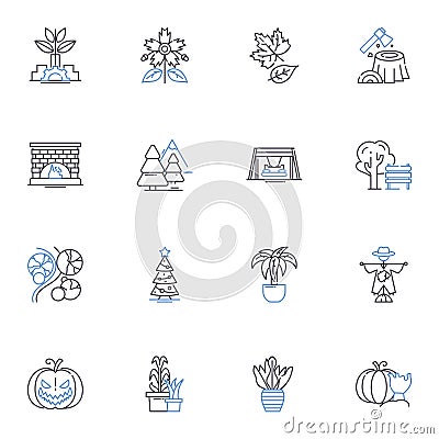 Harvesting line icons collection. Reaping, Gathering, Harvest, Crop, Yield, Collecting, Crops vector and linear Vector Illustration