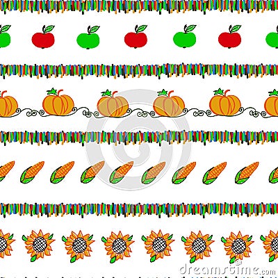 Harvesting seamless pattern Vector Illustration