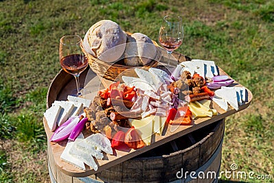 Harvesting season traditional Romanian food plate with cheese, b Stock Photo