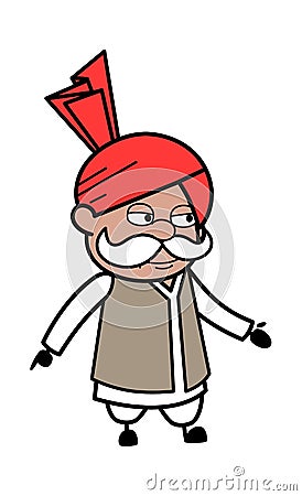 Haryanvi Old Man Expressionless Face Cartoon Cartoon Illustration