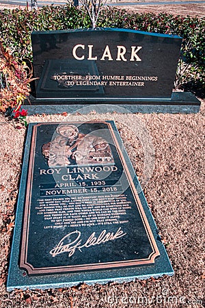 The Newly Erected Tombstone of Musician and Entertainer, Roy Clark Editorial Stock Photo