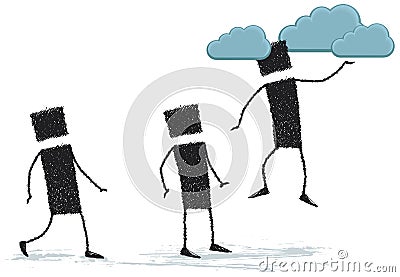 He has his head in the clouds Vector Illustration