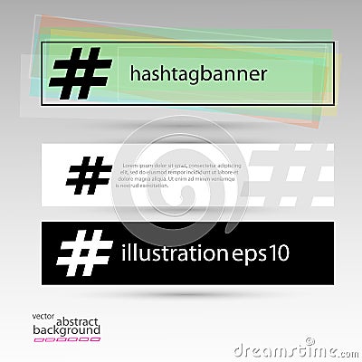 Hashtag banner rectangular for background black and multicolored transparent vector Vector Illustration