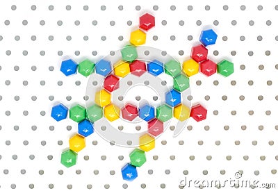 Hashtag symbol assembled of colorful mosaic Stock Photo