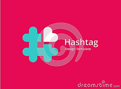 Hashtag symbol heart logo icon design template elements Vector Illustration