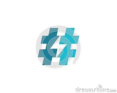 Hashtag symbol lightning logo icon design template elements Vector Illustration