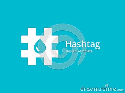 Hashtag symbol water drop logo icon design template elements Vector Illustration