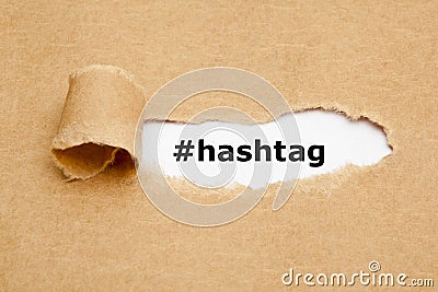 Hashtag Torn Paper Concept Stock Photo