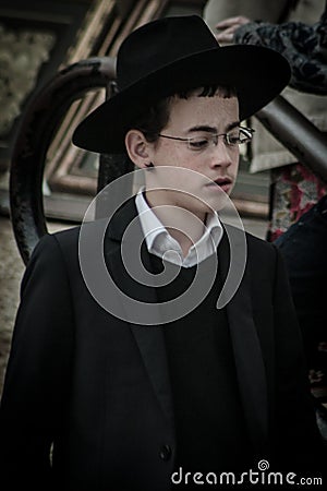 A Hasidic Jewish man wears a fur hat Editorial Stock Photo