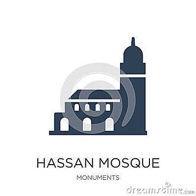 hassan mosque icon in trendy design style. hassan mosque icon isolated on white background. hassan mosque vector icon simple and Vector Illustration