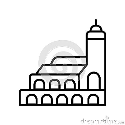 Hassan Mosque icon vector isolated on white background, Hassan Mosque sign , line or linear sign, element design in outline style Vector Illustration