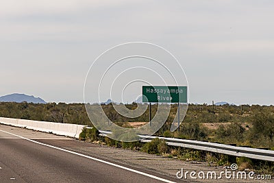 The Hassayampa River sign in Tonopah Arizona Stock Photo