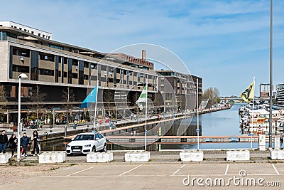 Hasselt, Limburg, Belgium - Small yacht harbor at the banks of the Albert canal Editorial Stock Photo