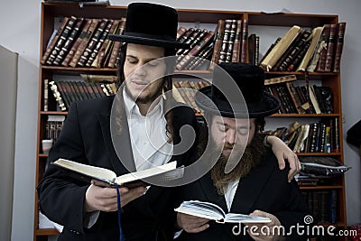 Hassidic orthodox jews celebrating during Hasidic holiday Editorial Stock Photo