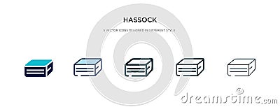 Hassock icon in different style vector illustration. two colored and black hassock vector icons designed in filled, outline, line Vector Illustration