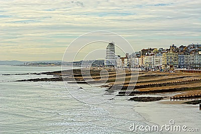 Hastings beach and seafront, Sussex, UK. Editorial Stock Photo