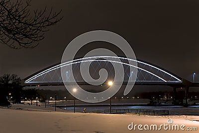Hastings Bridge and Park at Night Stock Photo
