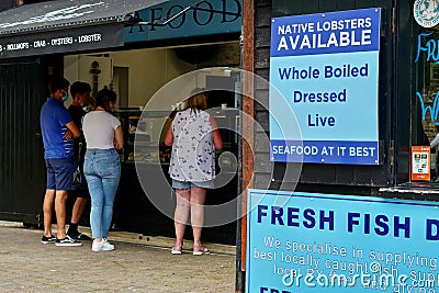 Fresh fish daily in the markets around the harbour at Hastings Editorial Stock Photo