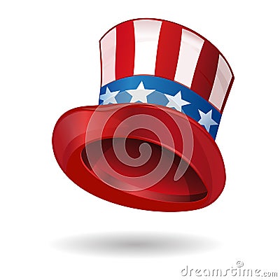 Hat in American flag color. Uncle Sams hat Vector Illustration