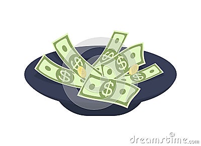 Hat for collecting money semi flat color vector object Vector Illustration