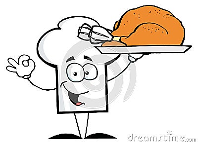 Hat cook chicken served in a tray Vector Illustration