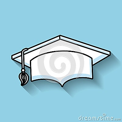 hat graduation line icon Cartoon Illustration