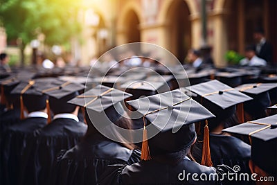 Hat group of Graduates Concept education congratulation Ceremony in University Stock Photo