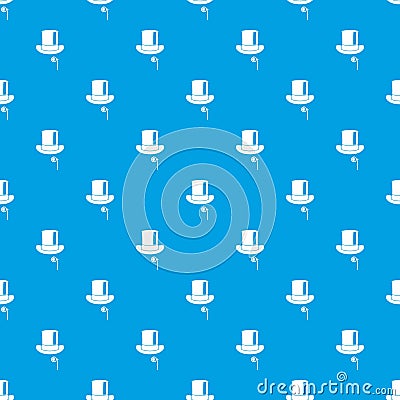 Hat with monocle pattern seamless blue Vector Illustration