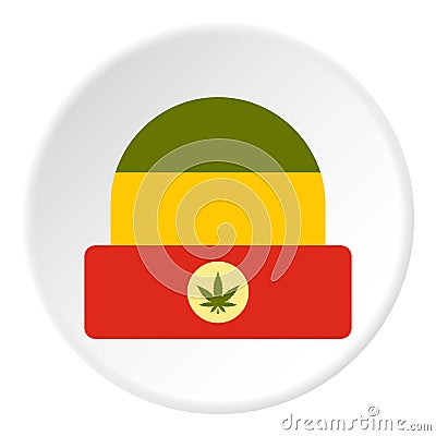 Hat in rastafarian colors icon circle Vector Illustration