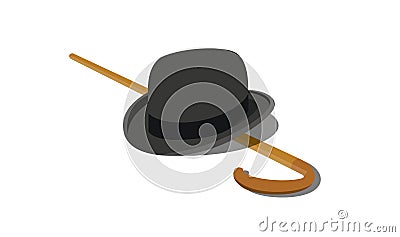 Hat and Stick Vector Illustration
