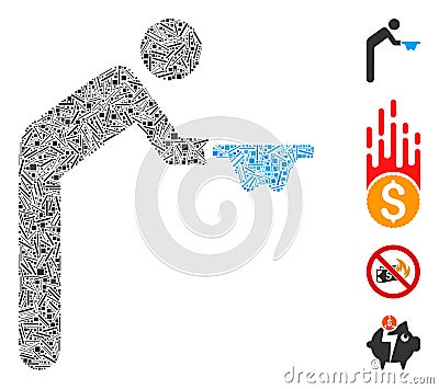 Hatch Beggar Icon Vector Collage Vector Illustration