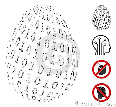 Hatch Binary Digital Egg Icon Vector Mosaic Cartoon Illustration