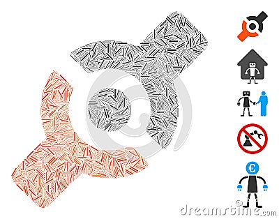 Hatch Collage Artificial Joint Icon Stock Photo