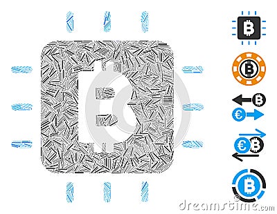 Hatch Collage Bitcoin Chip Stock Photo