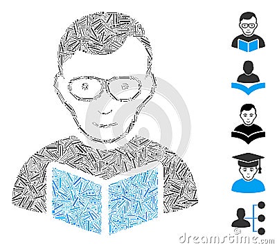 Hatch Collage Reader Student Icon Stock Photo