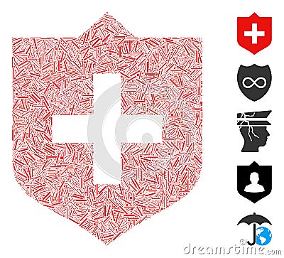 Hatch Collage Shield Icon Stock Photo