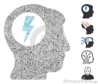 Hatch Mosaic Brain Electric Shock Stock Photo