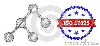 Hatched Binary Structure Mesh and Unclean Bicolor ISO 17025 Seal Vector Illustration