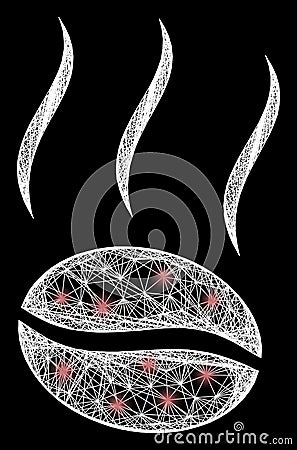 Hatched Coffee Vapor Mesh with Bright Flash Nodes Vector Illustration